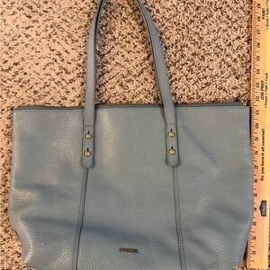 Fossil Slate Blue Leather Tote
